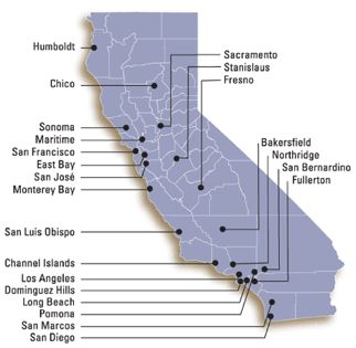 California Map showing location of all 23 CSU campuses